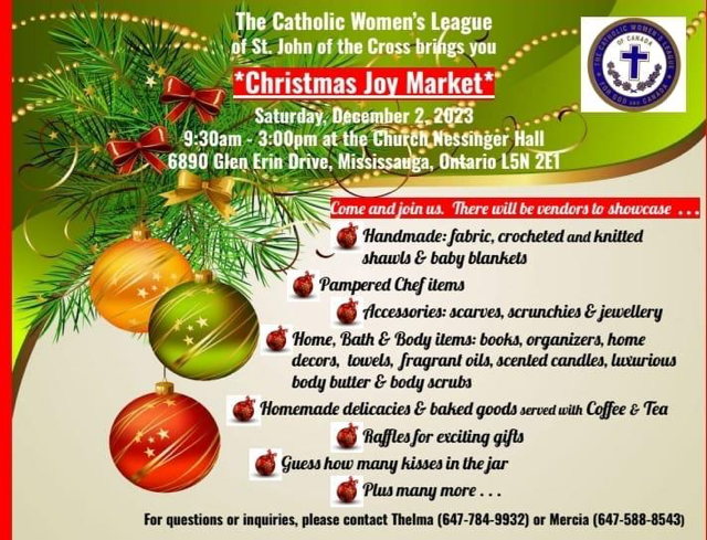 Christmas Joy Market Dec 2, 2023 in Nessenger Hall 9:30am-3pm